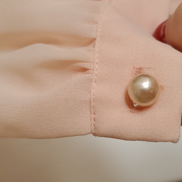 In the Mood vintage 1980s peach crepe midi dress with pleated skirt size 12 euc - Picture 4 of 8